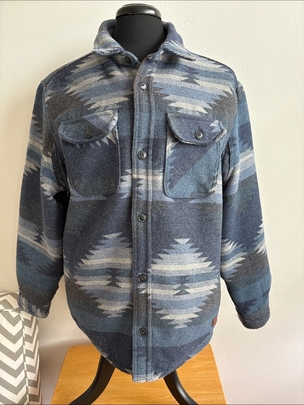 Jachs Men's Blue Patterned Lightweight Shirt Jacket Size Large